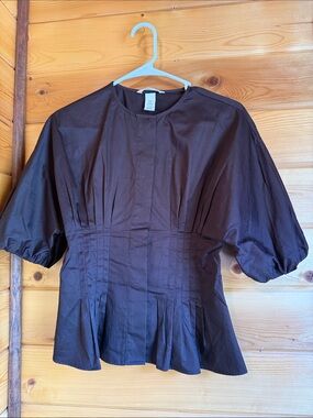 H&M Brown Peplum Top